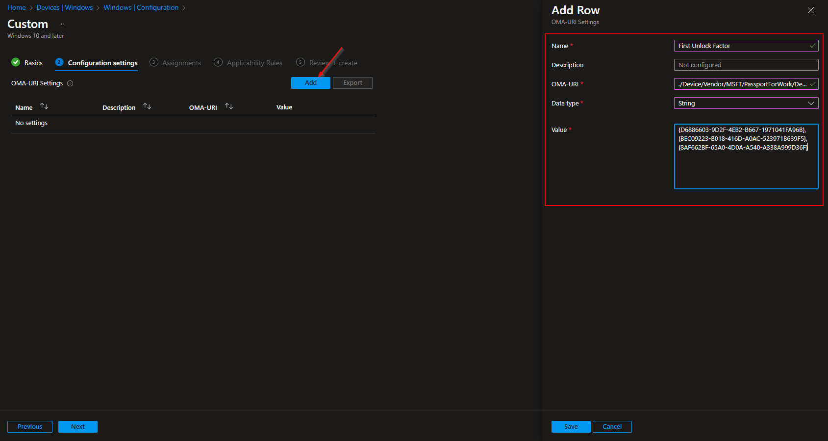 Configuring signal rules OMA-URI (Plugins)
